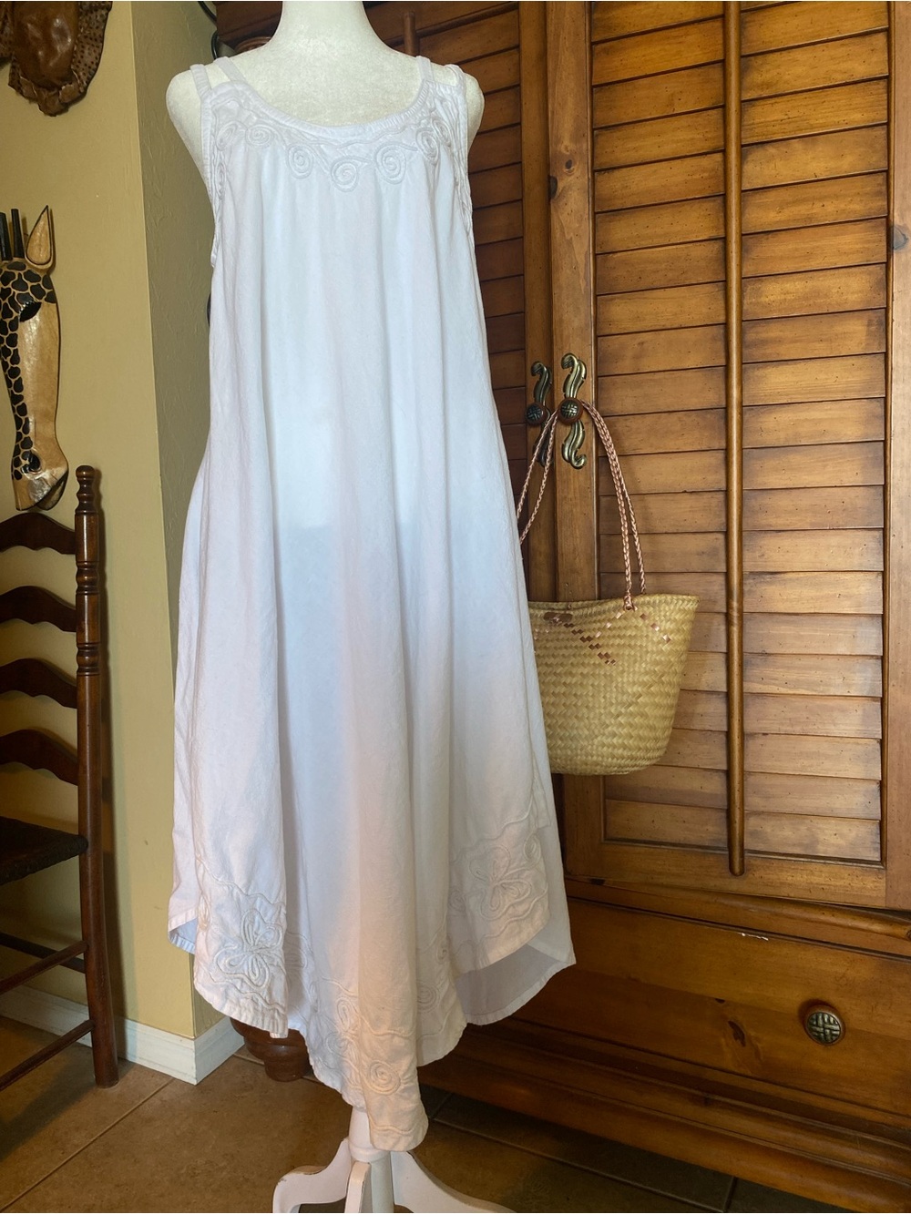India Boutique White Sleeveless Embroidered Maxi Dress